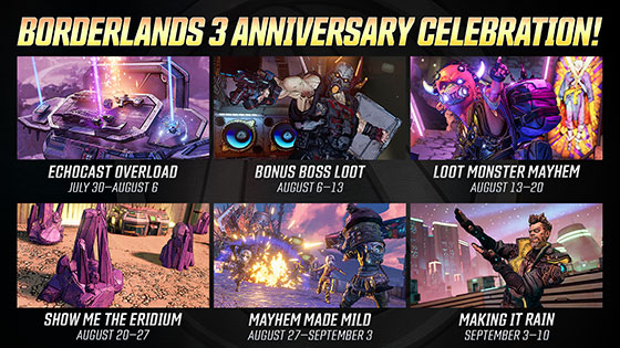 Borderlands 3 celebrará su primer aniversario con 6 mini-eventos